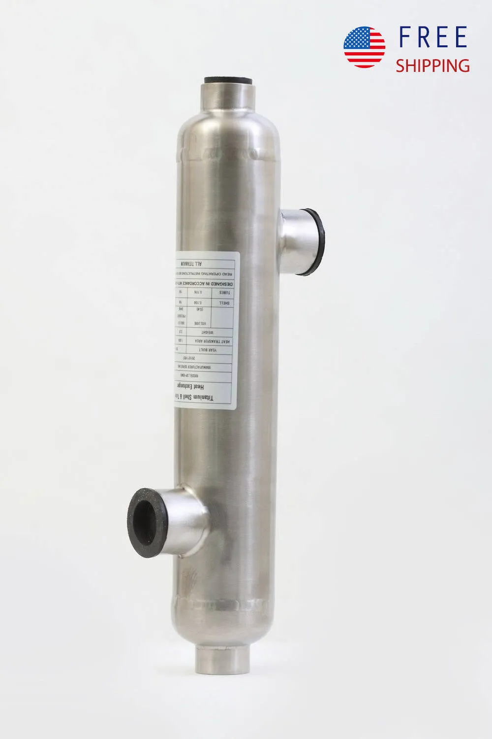 Swimming Pool Heat Exchanger - 600K Titanium Opposite Side 2 1/2" & 2" FPT