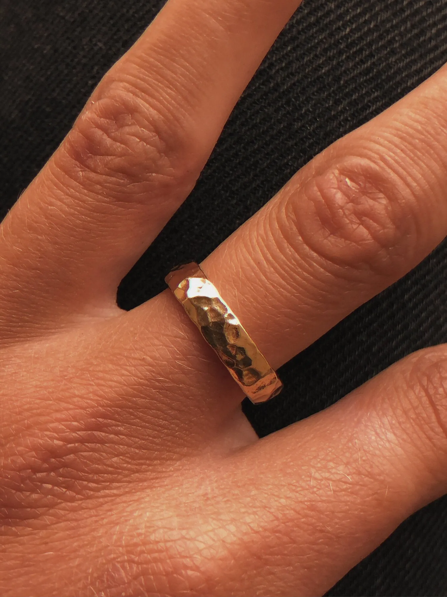 Thick Hammered Gold Band