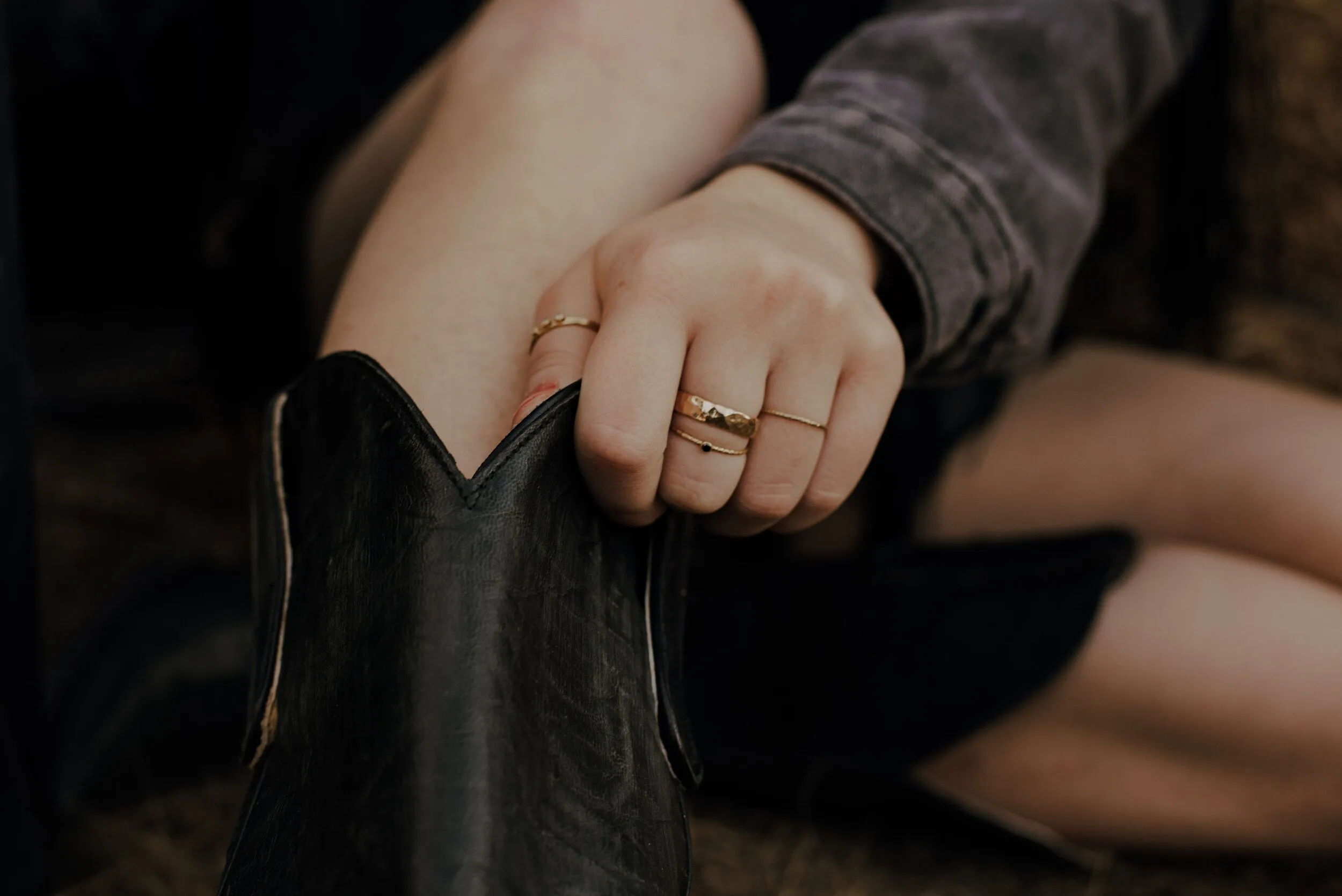 Thick Hammered Gold Band