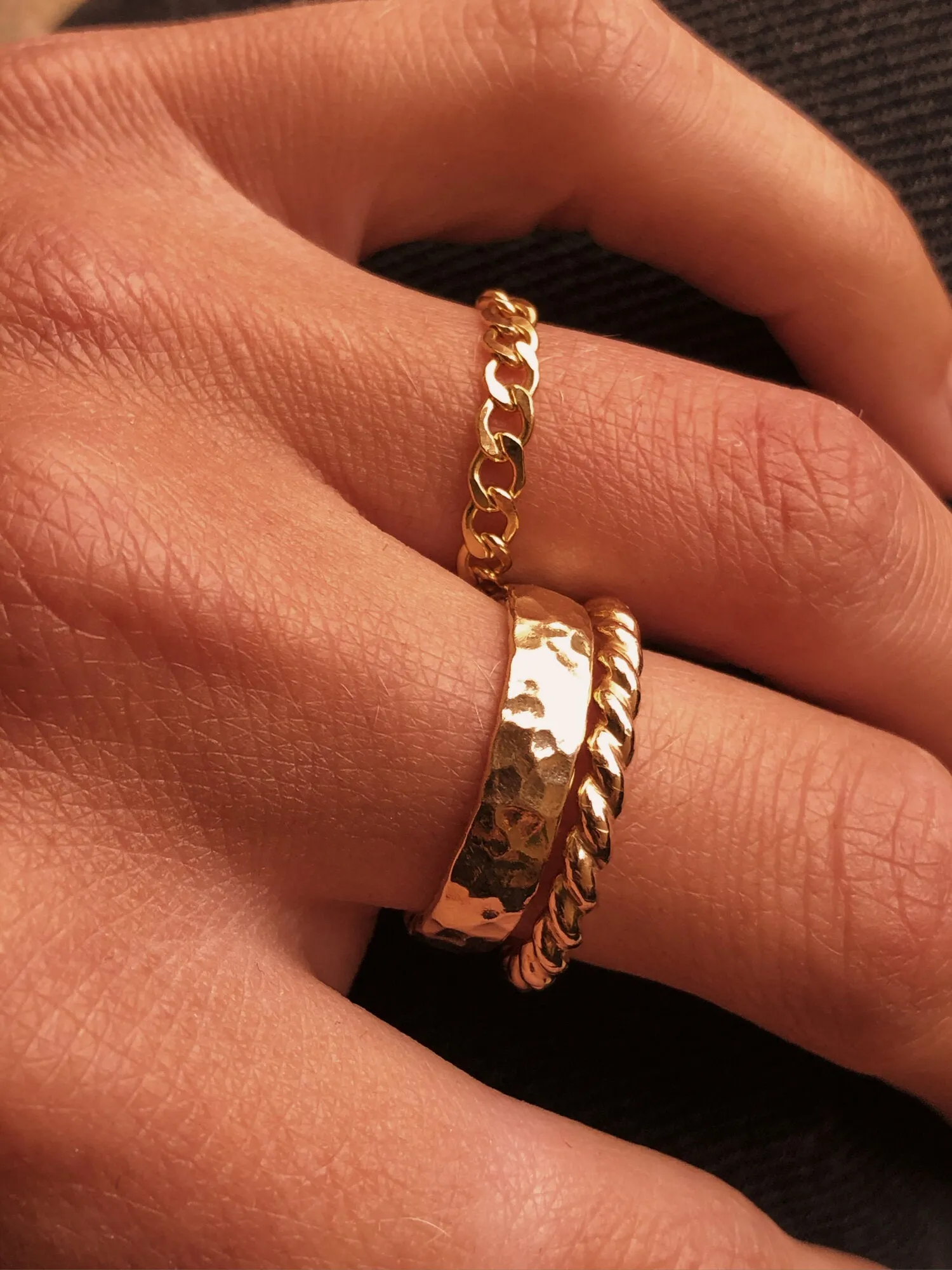 Thick Hammered Gold Band