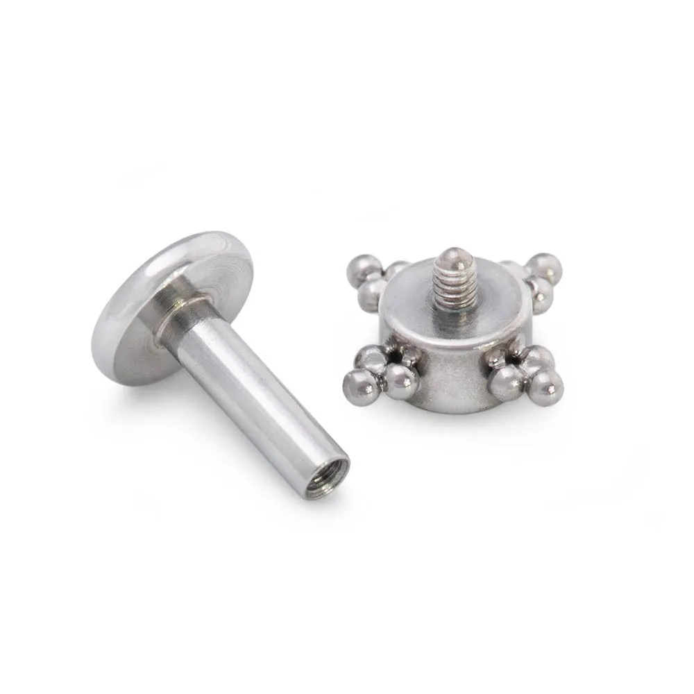 Tilum 14g-12g Internally Threaded Orbital Micron Bead Cluster Jewel Titanium Top - Price Per 1