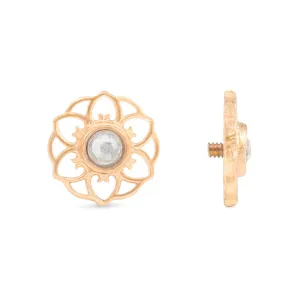 Tilum 14g-12g Internally Threaded Yellow Gold Hellebore Top - Crystal Jewel Center - Price Per 1