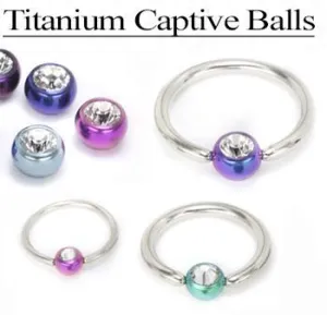 Tilum Titanium Captive Bead Ball with Gem- 3mm-5mm