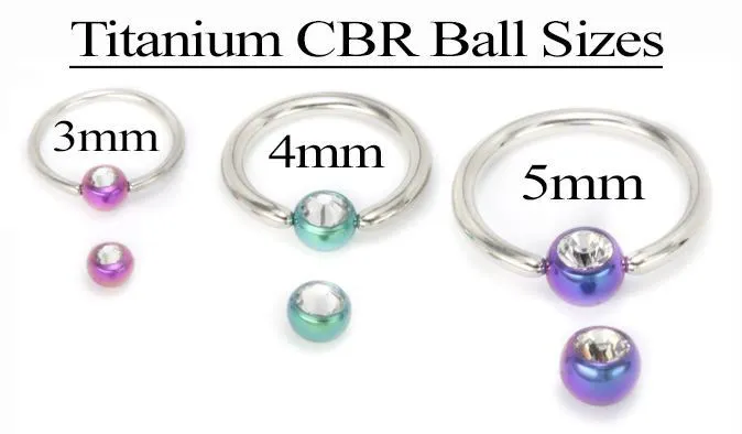 Tilum Titanium Captive Bead Ball with Gem- 3mm-5mm