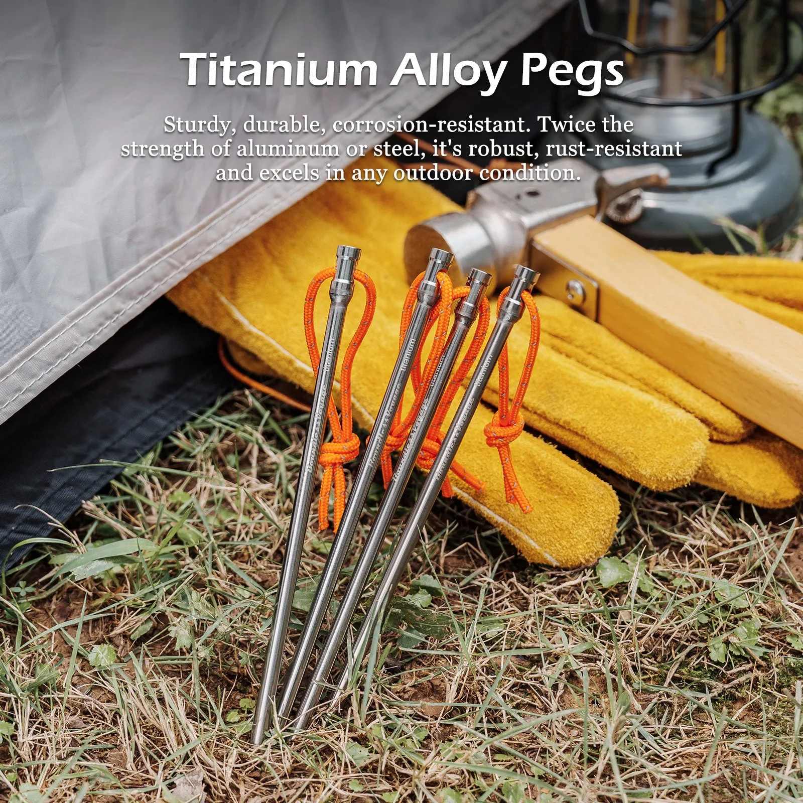 Titanium Alloy Titanium Tent Pegs 8pcs Tent Stakes Portable Tent Nails for Camping  Hiking Backpacking  Ultra light and stable