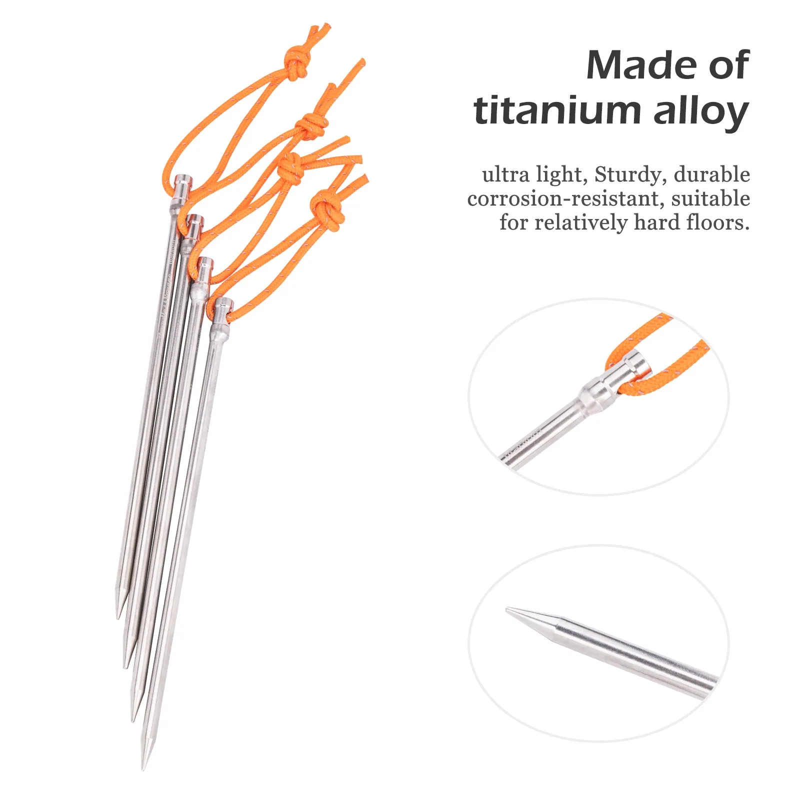 Titanium Alloy Titanium Tent Pegs 8pcs Tent Stakes Portable Tent Nails for Camping  Hiking Backpacking  Ultra light and stable