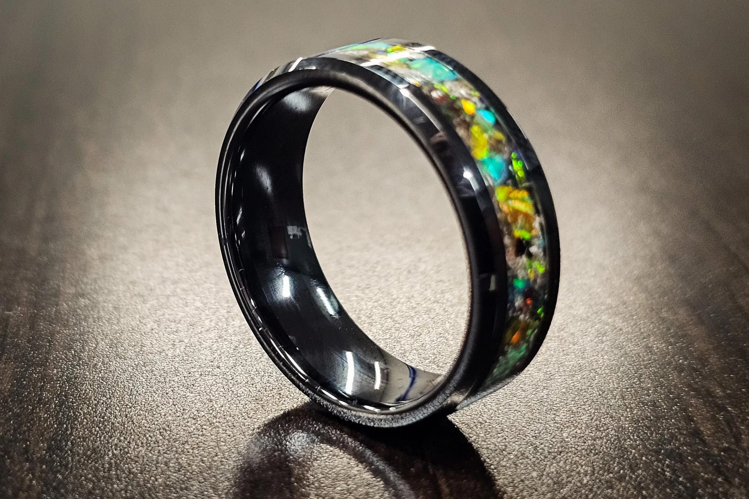 Titanium Carbide Ring with Cremation Ashes