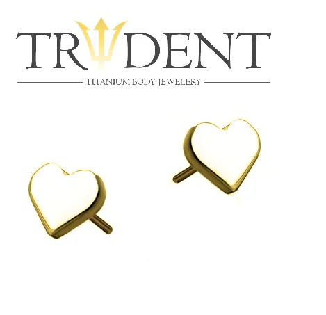 Trident Titanium Threadless Heart Attachment Anodised Gold