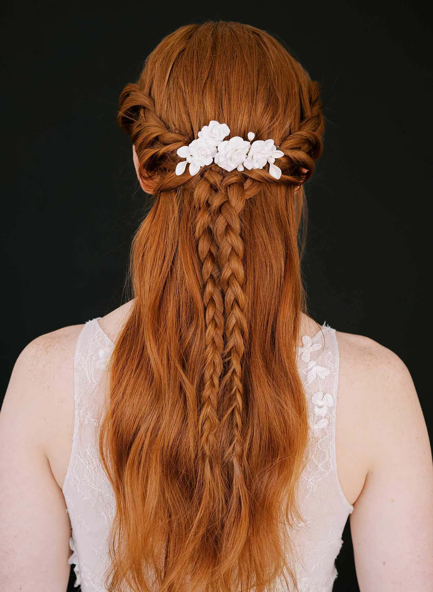 Triple clay rose bridal hair comb - Style #2394