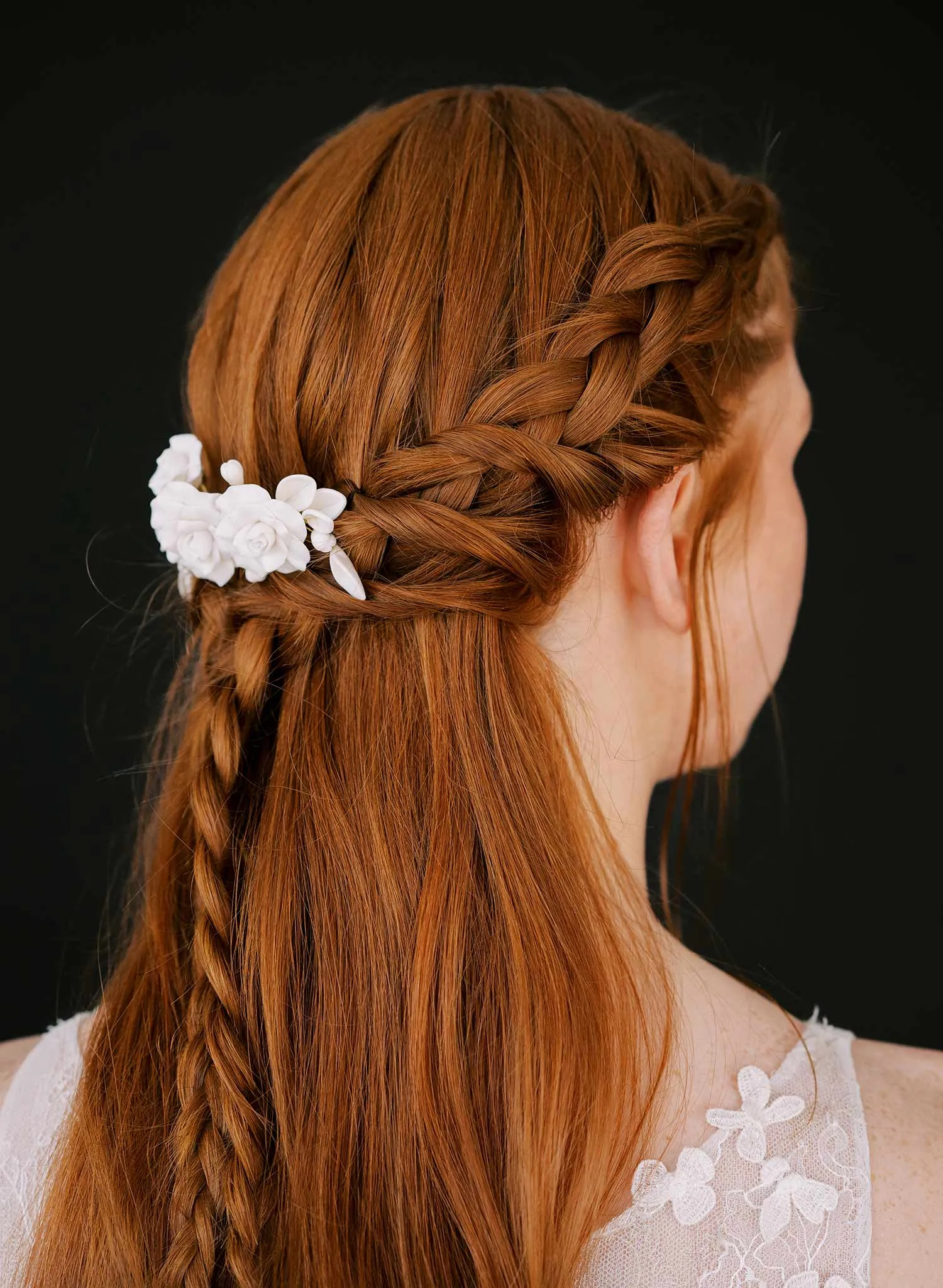 Triple clay rose bridal hair comb - Style #2394