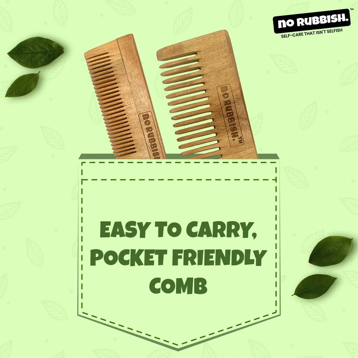 Unisex Neem Wooden Comb (Pack of 1) | Infused with Neem and Tulsi