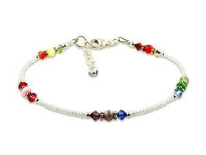 White Rainbow Cats Eye Crystal Anklet