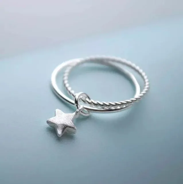 XIYANIKE 925 Sterling Silver 2021 New Vintage Geometry Star Thai Silver Open Rings for Women Party Jewelry Gifts Anillos Mujer