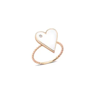 You're My Heart Diamond Ring – 14K Solid Gold with Certified Enamel, Perfect for Holiday Gifting