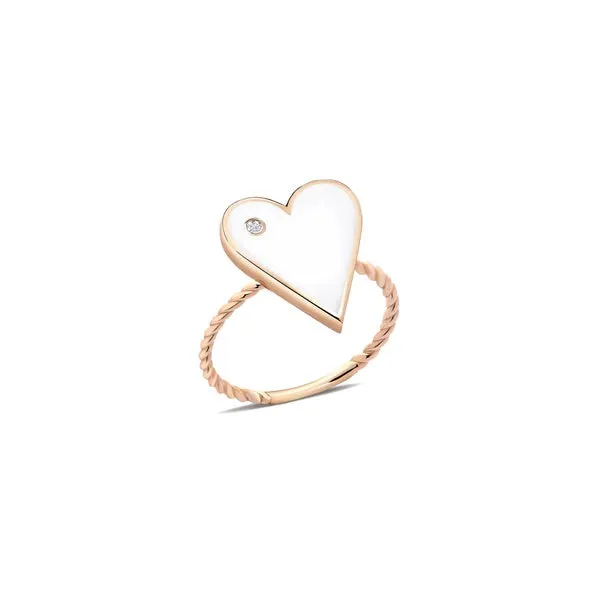 You're My Heart Diamond Ring – 14K Solid Gold with Certified Enamel, Perfect for Holiday Gifting